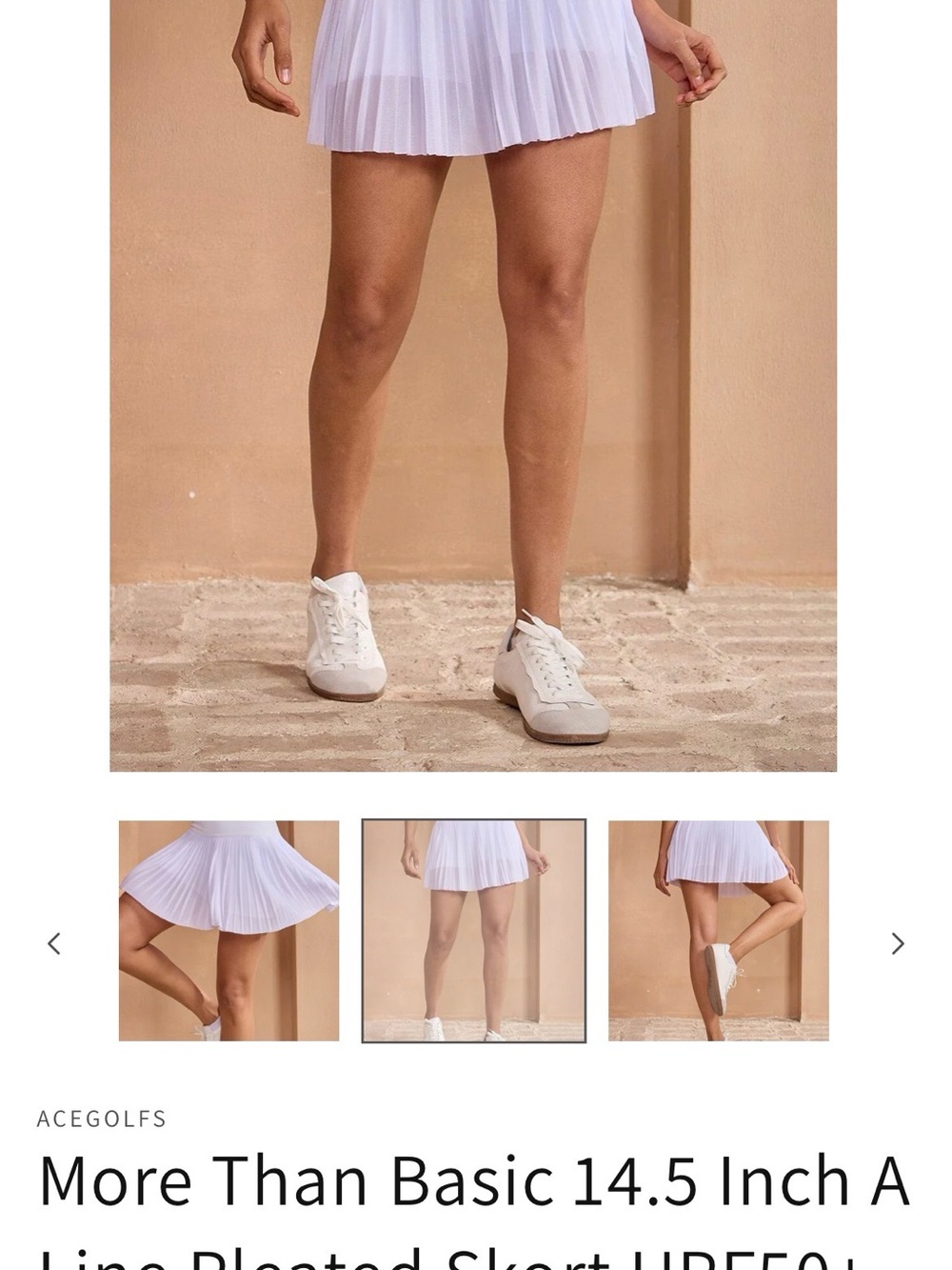 AcegolfS White Pleated A-Line Tennis Skirt